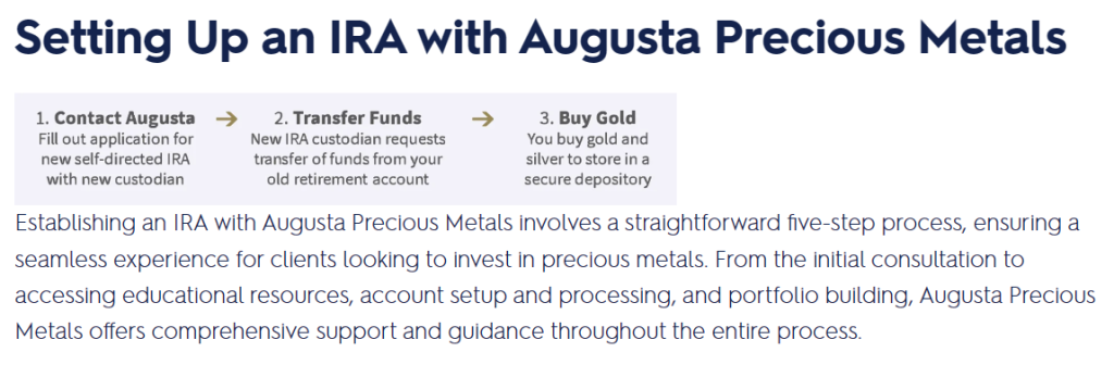 setting up an account with Augusta Precious Metals